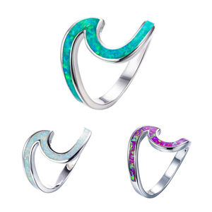Anillos de ópalo <span class=keywords><strong>azul</strong></span> ondulados de Plata de Ley 925 personalizados, joyería de ópalo sintético australiano - Product Image 5