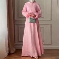 Grosir Abaya Muslim Wanita Kasual Sederhana Gaya Dubai Warna Solid Atasan Kancing Rok Pinggang Tinggi 2 Potong Set Panjang Lantai Ukuran Besar