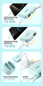 Deji Trạm Sạc di động với ngân hàng điện nhỏ 5 gói được xây dựng trong USB C Cáp, gia đình chia sẻ pd20w sạc nhanh - Product Image 3