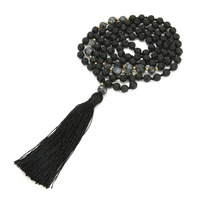 Authentique 5 perles Mukhi Rudraksha Mala avec glands 108 perles pierre de diamant naturel pour la prière de méditation et la guérison