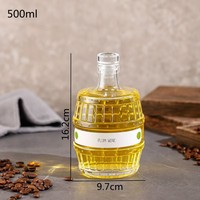 Design unique personnalisé classique clair vide en forme de tonneau de vin de whisky 16oz 500ml Gin Tequila Vodka bouteille de spiritueux en verre pour liqueur