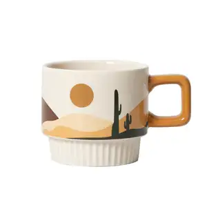 2022 New popular ceramic coffee mug Oasis large-capacity porcelain coffee cup