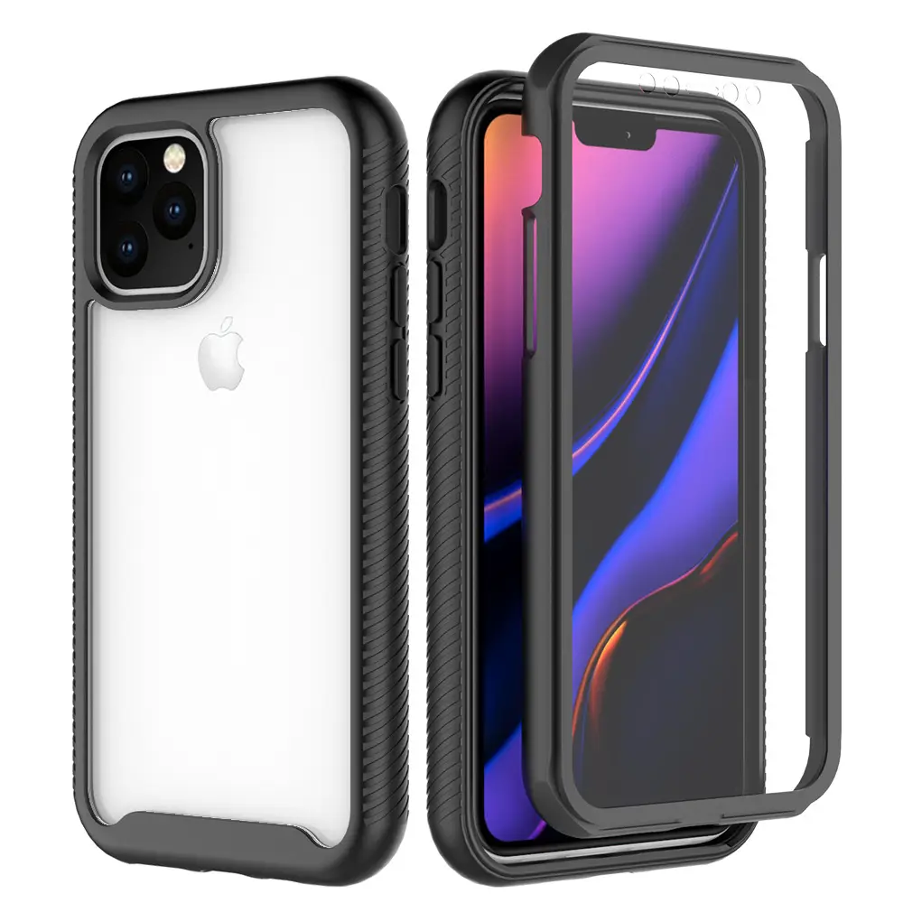 2 in 1 360 full cover case Dual Layer Rugged Clear Back Cover TPU Mobile Phone Case For iPhone 11 Pro Max