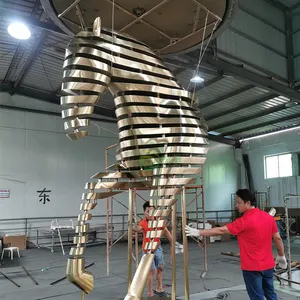 Maoping Custom Modern Polyline Design Brass Bronze Stainless Steel Metal Crafts Horse Head Sculpture