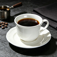 Tasse à cappuccino en céramique JQY avec soucoupe 7 oz, ensemble tasse et soucoupe en porcelaine blanche pour latte, mocha, thé, flat white