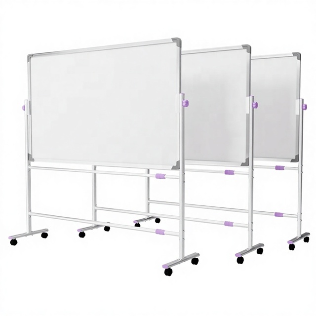120*200 Large Metal Whiteboard Mobile Rolling Magnetic Double Sided Portable Dry Erase Board Height Adjustable