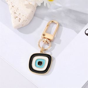 New Wholesale Irregular Turkish Eye Keychain Gold Enamel Good Luck Blue Heart Evil Eyes Keychain for Women <b>Bag</b> Purse Pendant - Product Image 2
