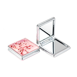 Espejo Compacto Cuadrado con Purpurina Flotante en Forma de Corazón, Polvo Brillante, Espejo de Maquillaje Plegable de Doble Cara con Cristal HD, Venta al por Mayor - Product Image 5