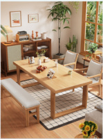 Table à manger rustique en bois massif robuste avec pieds en H, écologique et multi-usages pour la maison, la cuisine et la salle à manger DB02 #