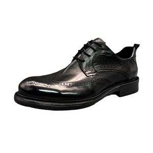 Chaussures habillées pour hommes en cuir véritable faites à la main, respirantes, à bout carré, à lacets, antidérapantes, légères, décontractées et luxueuses - Product Image 4