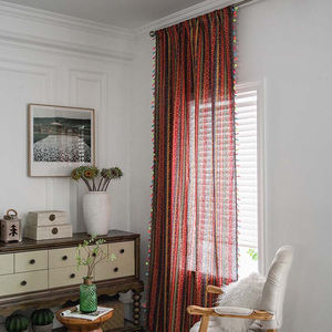 Rideaux Jacquard Avec Glands Salon Rideaux D'extérieur Tissu Oriental <span class=keywords><strong>Japonais</strong></span> Porte Rideaux Panneaux Vintage - Product Image 5