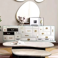 Meuble d'appoint en bois massif de luxe italien, design moderne et créatif, grand meuble de rangement en verre plat pour villa