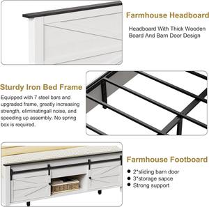 Комплект мебели для спальни в стиле фермерского дома, белый, винтажный, 3 предмета, для кровати размера «<span class=keywords><strong>queen</strong></span>-size», с раздвижной дверью-шторкой, из МДФ, с USB-портом для зарядки - Product Image 6