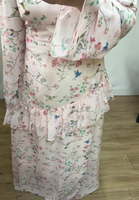 R-869 Abaya élégante en mousseline respirante pour l'été, vêtement islamique à volants, imprimé floral, longueur cheville, manches longues pour femme