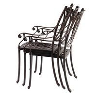 Ensemble de salle à manger d'extérieur en aluminium moulé, étanche, pour patio, balcon, jardin, restaurant, avec table ronde pour barbecue et foyer, et chaises