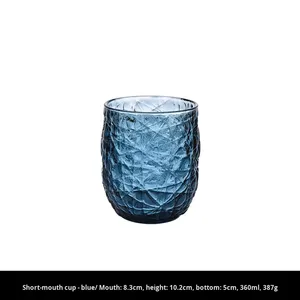 Factory Wholesale Hand Blown Smoke Gray Big Belly European Retro Relief Wine Glass High Foot <strong>Original</strong> Material Ice <strong>Glassware</strong> - Product Image 6