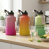 Bouteille d'eau sportive écologique en acier inoxydable de 2,2 L, non isolée, anti-fuite, avec poignée de transport, ouverture large, bouteille à boire directement