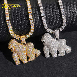 Iced Out Little Chimp Colgante 925 Plata Vvs Moissanite Gorilla Colgantes Hip Hop Moda King Kong 18K Chapado en oro 925 Plata - Product Image 5