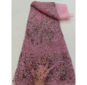 Tela de tul con cuentas blancas francesas, <span class=keywords><strong>vestidos</strong></span> tradicionales nigerianos, <span class=keywords><strong>vestidos</strong></span> de novia de tela de encaje africano Aso Ebi - Product Image 5