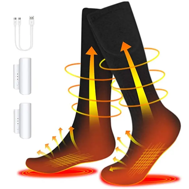 Осенне-зимние 100% хлопковые носки унисекс, Высококачественные эластичные носки с электроподогревом, спортивные носки для активного отдыха на лыжах, функциональные теплые спортивные носки