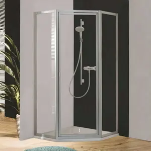 Oumeiga chuveiro de vidro independente com 3 lados, painel de chuveiro para banheiro de 900 x 900 x 1850 mm