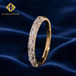 Anillo de Diamante Cultivado en Laboratorio con Corte Esmeralda de Zuanfa Jewelry, Banda de Media Eternidad de Oro de 10K, Joyería Fina para Mujer, Anillo de Boda - Product Image 4
