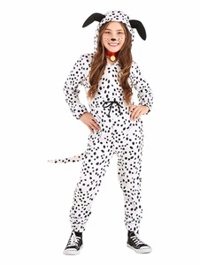 Disfraz de Perro Dálmata para Niños, Mono de Felpa Suave con Estampado de Lunares para Disfrazarse en Fiestas de Halloween - Product Image 4