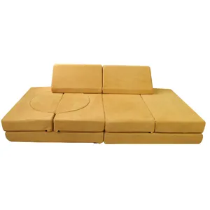 Alto ortopédico-Super suave amarillo chenilla niños jugar seccional sofá cojín de sofá con muchas formas/
