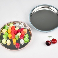 Assiette Ronde de Haute Qualité pour Tout-Petits, Assiette d'Alimentation pour Bébé Non Divisée en Acier Inoxydable 304, Assiette à Ventouse en Silicone pour Bébé