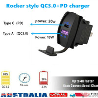 Adaptateur de prise de charge rapide PD USB Type C et QC3.0 étanche à bascule