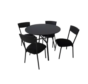 1 + 4 식탁 세트 독특한 디자인 나무 데스크탑 금속 철 다리 스타일 타원형 모양 간단한 우아한 식당 테이블 의자