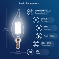 Vente en gros E12 Dimmable 5000K 800lm LED Ampoule Lampe Lumière pour de nombreux scénarios
