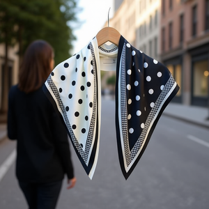 Sciarpa triangolare multifunzionale 135x60 cm con design a pois per donna - Product Image 2