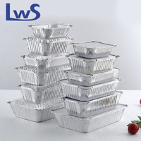 Conteneur alimentaire jetable en aluminium rectangulaire avec logo OEM, couvercle en plastique, recyclable et de qualité alimentaire, petite taille