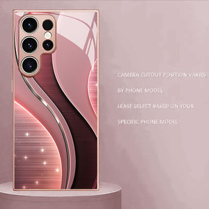 Funda Protectora <span class=keywords><strong>para</strong></span> Teléfono Móvil de TPU con Cristal Templado y Estampado de Líneas Curvas Rosas <span class=keywords><strong>para</strong></span> <span class=keywords><strong>Samsung</strong></span> Galaxy S8 S9 S10 S20 S21 <span class=keywords><strong>S22</strong></span> S23 S24 S25 S26 - Product Image 2