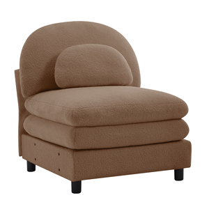 [Stock en EE. UU.] Sofá Curvo sin Brazos <span class=keywords><strong>Vitoria</strong></span>, Tela Teddy con Almohada - 4 Colores, Envío desde Almacén Local en EE. UU., Compatible con Dropshipping de 1 Pieza - Product Image 1
