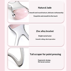 <span class=keywords><strong>Rodillo</strong></span> Facial <span class=keywords><strong>de</strong></span> <span class=keywords><strong>Cuarzo</strong></span> Rosa y Jade, Masajeador Facial, Barra <span class=keywords><strong>de</strong></span> Acupresión Facial, Gua Sha Metálica Hueca, Varilla <span class=keywords><strong>de</strong></span> Belleza para Uso en Casa y Salón - Product Image 2