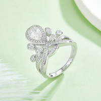 Cincin Moissanite Bentuk Mahkota Gaya Instagram Wanita Bersertifikat GRA Mewah Ringan Kelas Atas Terlaris di Eropa dan Amerika Serikat