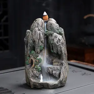 Fornecedor novo design requintado artesanato zen paisagem cachoeira refluxo resina ideal para sala de yoga