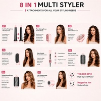 Sèche-cheveux RUCHA 8 en 1, brosse à cheveux, curler automatique haute vitesse, brosse à air chaud ionique, multi-stylers