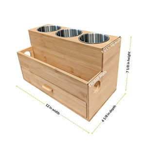 Bamboo Cosmetic Storage <b>Box</b> With Drawer And Layered Rack For <b>Makeup</b> And Hair Tools Desktop Organizer - Product Image 3