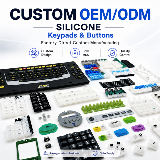 OEM Custom Silicone Rubber Keypad Manufacturer for Electronic Control Panel Conductive Button Switch Parts Factory