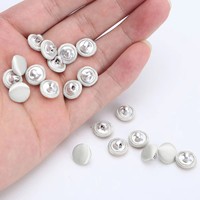 En vrac 30 pièces 10mm Mini Satin recouvert de métal tige boutons pour vêtements costumes robes de mariée décor aluminium bouton accessoires de couture