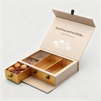 Boîte en papier recyclable avec logo exquis de luxe estampage à chaud fermeture magnétique boîte d'emballage de chocolat écrou snack avec doublure coulissante