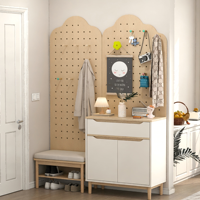 Organisateur mural en bois DIY, panneau perforé personnalisable, étagère de rangement créative, panneau d'affichage écologique pour cuisine/salon/garage