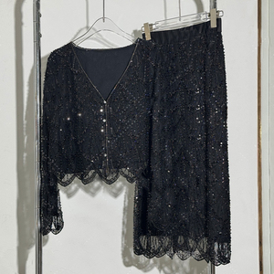 Ensemble de Luxe AELESEEN Mode Défilé 2 Pièces Femme Printemps-Été Cardigan Col V + Jupe Midi Brodée de Paillettes Pour Fête - Product Image 2