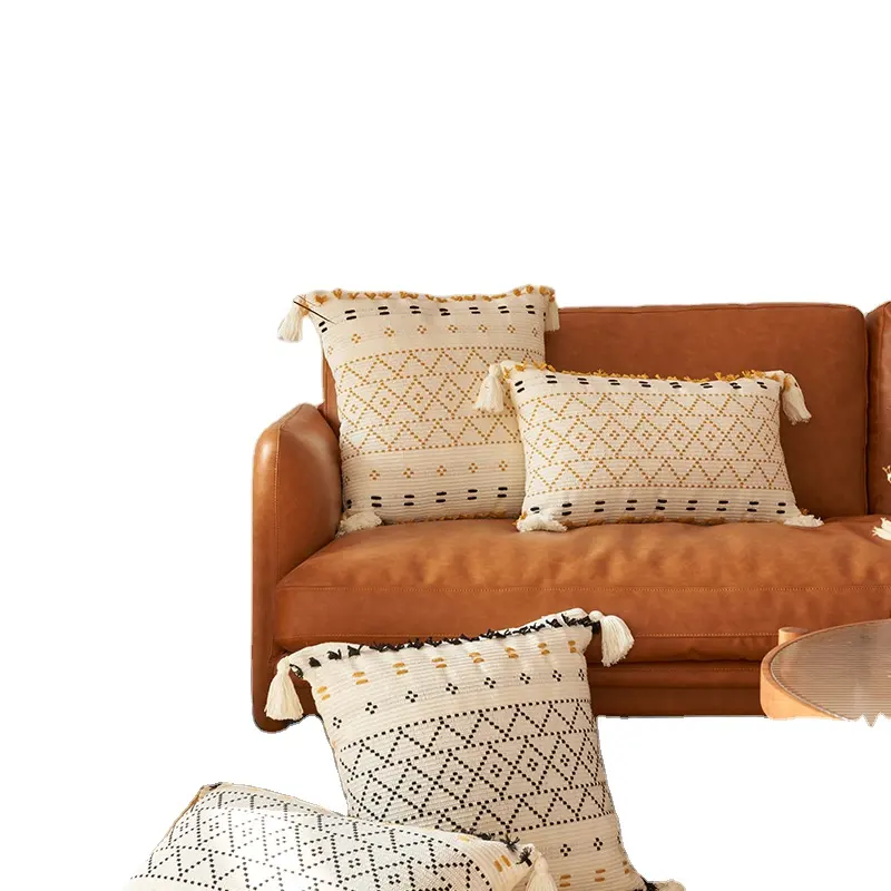Хлопковая наволочка для подушки в марокканском стиле, тканая наволочка в стиле бохо с кисточками, съемная наволочка