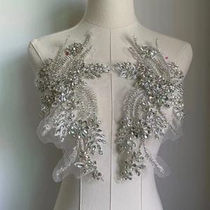 Argent fortement cristal fleur patchs strass Applique broderie perlée couture Appliques pour accessoires de vêtement - Product Image 3