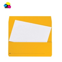 Cartera de Documentos Expandible de Papel Ecológico Rígido Amarillo de Buena Calidad con Tres Colores de Piedra, Personalizable, con Solapa de Media Profundidad