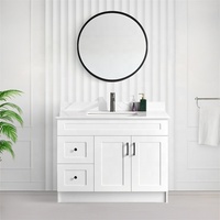Vanité de salle de bain autoportante de haute qualité Shaker blanc Durable à la mode armoire de salle de bain prix abordable vanité de salle de bain